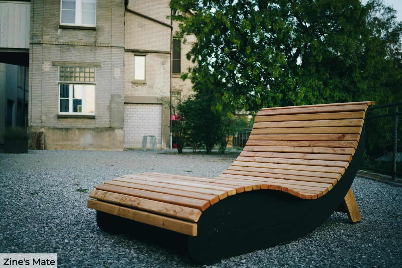 brown wooden lounge deck