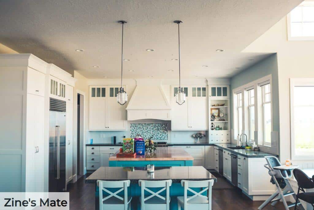 kitchen with island and table