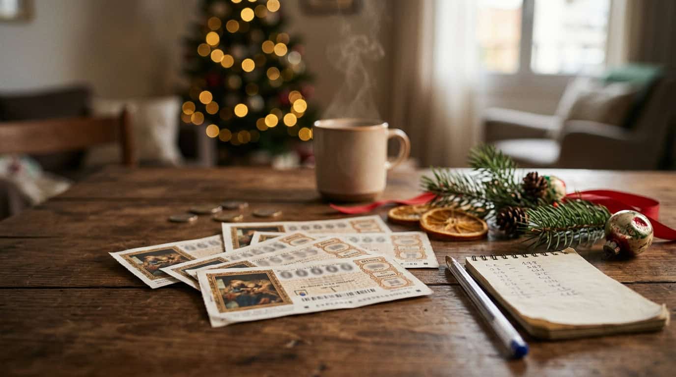 Décimos y decoración asociados a la tradición de la Lotería de Navidad