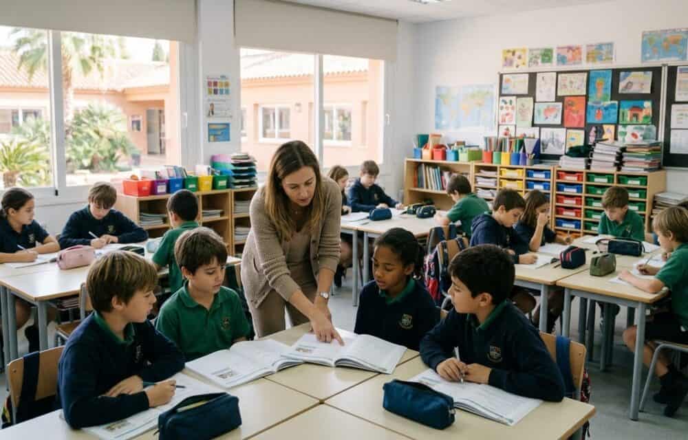Alumnos en un colegio británico durante una actividad educativa